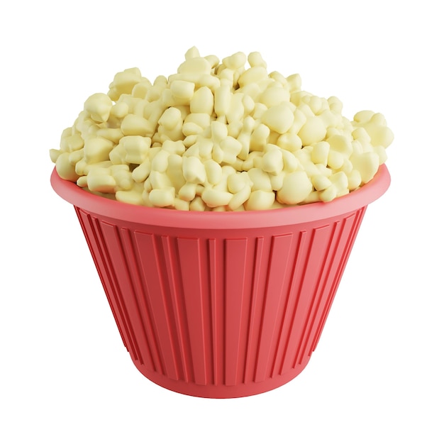 Rendu 3D Popcorn sur fond blanc