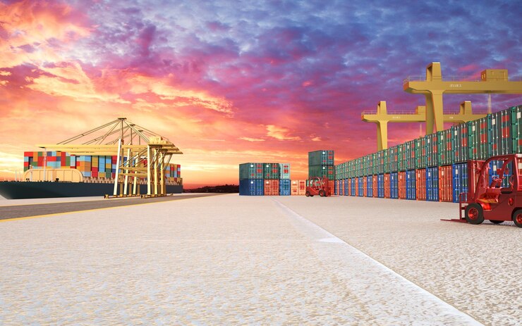 Rendu 3D Port industriel et conteneur