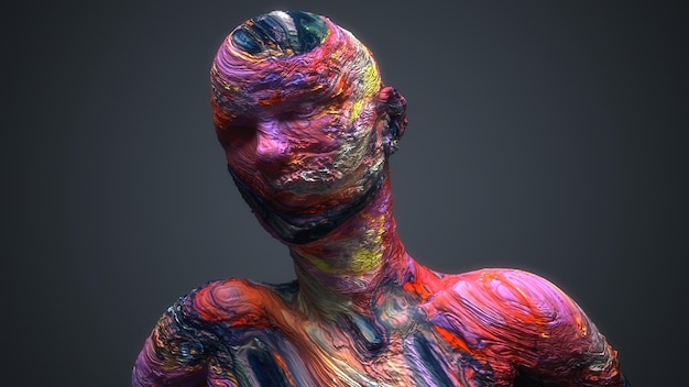Rendu 3D Portrait brisé de la tête humaine
