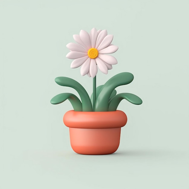 Rendu 3D de pots et de fleurs