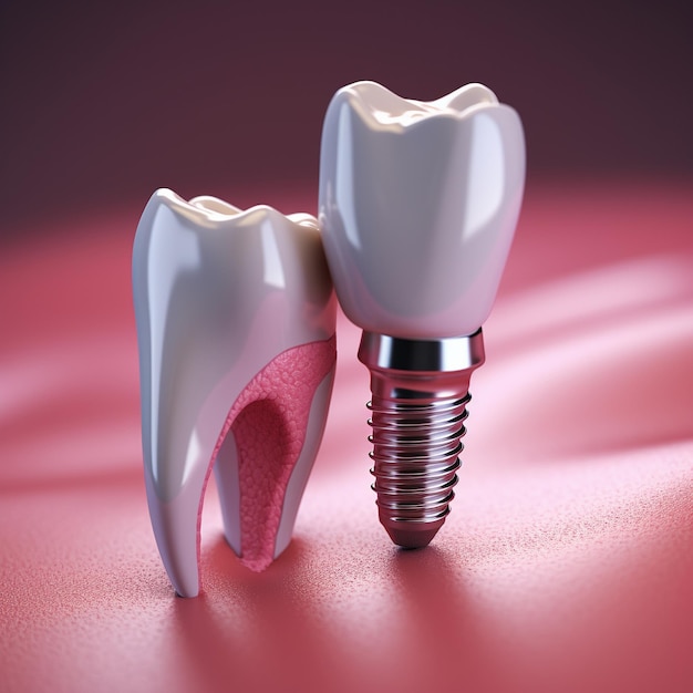 Rendu 3D d'une procédure d'implant dentaire