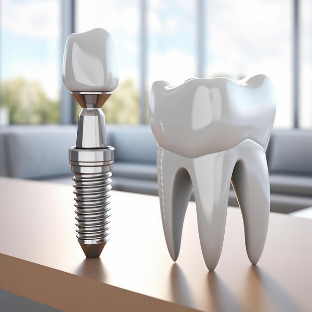 Rendu 3D d'une procédure d'implant dentaire