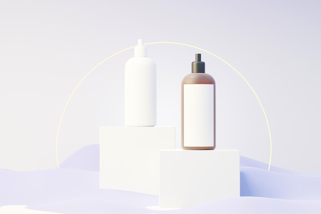 Rendu 3d d'un produit de soin cosmétique vierge ou d'un emballage pour maquette Savon de beauté et concept de spa Humidité à l'huile de lotion pour la santé de la peau Design haut de gamme et de luxe pour l'image de marque