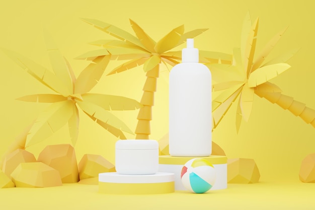 Rendu 3d d'un produit de soin cosmétique vierge ou d'un emballage pour maquette Savon de beauté et concept de spa Humidité à l'huile de lotion pour la santé de la peau Design haut de gamme et de luxe pour l'image de marque