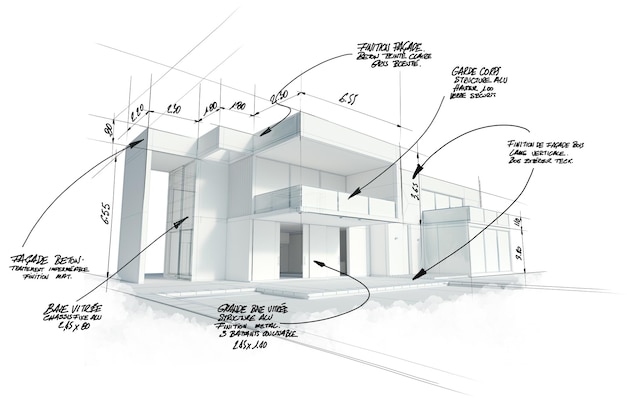 Photo rendu 3d d'un projet d'architecture haut de gamme moderne