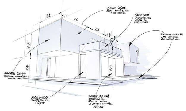 Photo rendu 3d d'un projet d'architecture haut de gamme moderne