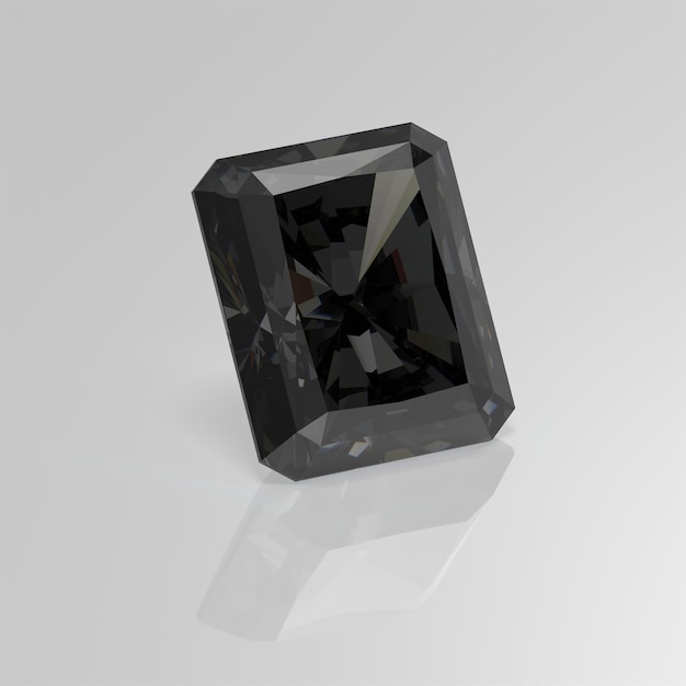 Rendu 3D rayonnant de pierres précieuses de diamant noir