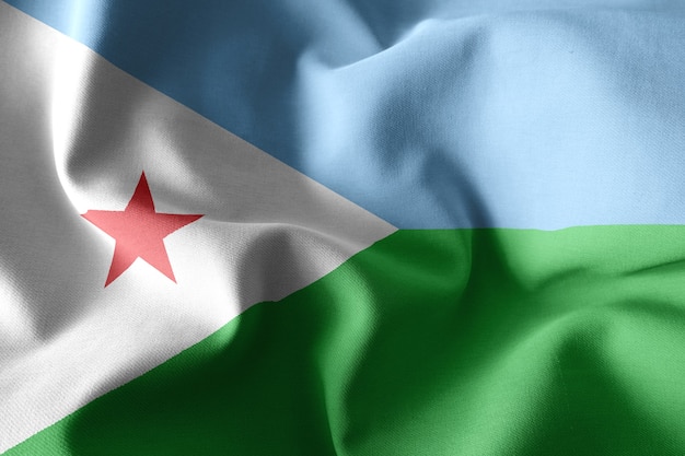 Rendu 3D réaliste agitant le drapeau de soie de Djibouti