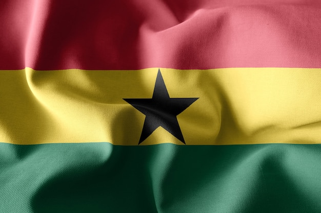 Rendu 3D réaliste agitant le drapeau de soie du Ghana