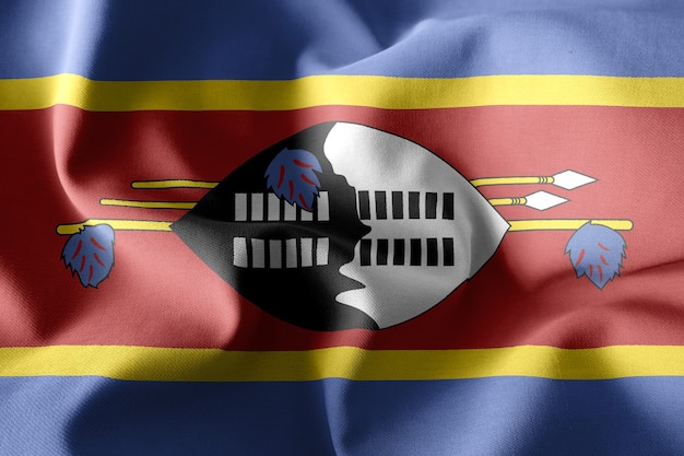 Rendu 3D réaliste agitant le drapeau de soie d'Eswatini