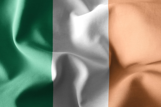 Rendu 3D réaliste agitant le drapeau de soie de l'Irlande