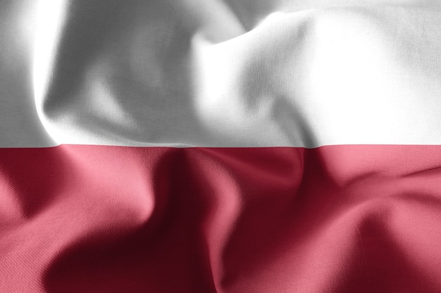 Rendu 3D réaliste agitant le drapeau de soie de la Pologne