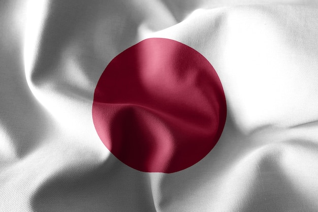 Rendu 3D réaliste ondulant le drapeau en soie du Japon