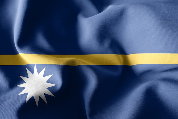 Rendu 3D réaliste ondulant le drapeau de soie de Nauru