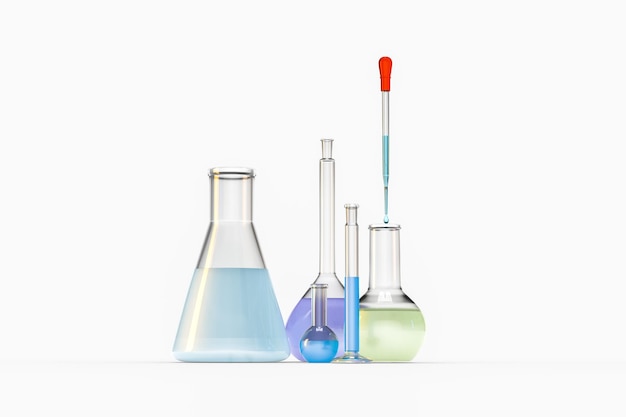 Rendu 3D Récipients chimiques en laboratoire