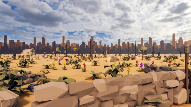 Rendu 3D et ressources graphiques low poly pour les objectifs de développement durable la biodiversité une économie et une écologie en croissance