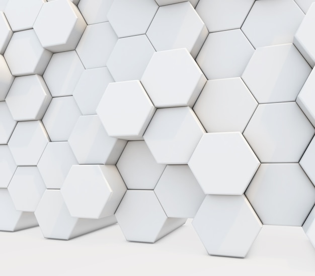 Rendu 3D d'un résumé avec un mur d'hexagones d'extrusion