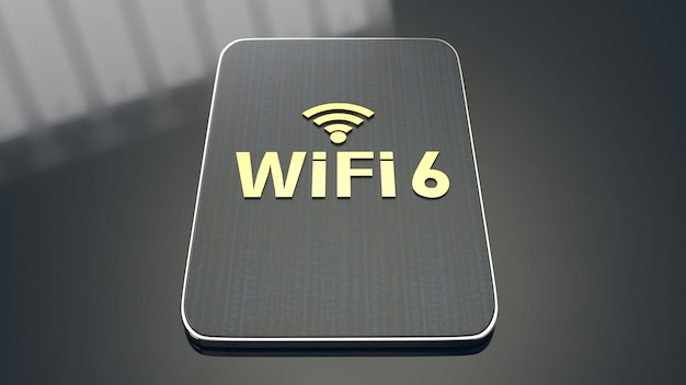 Rendu 3D s'appuyant sur tablette pour wifi 6