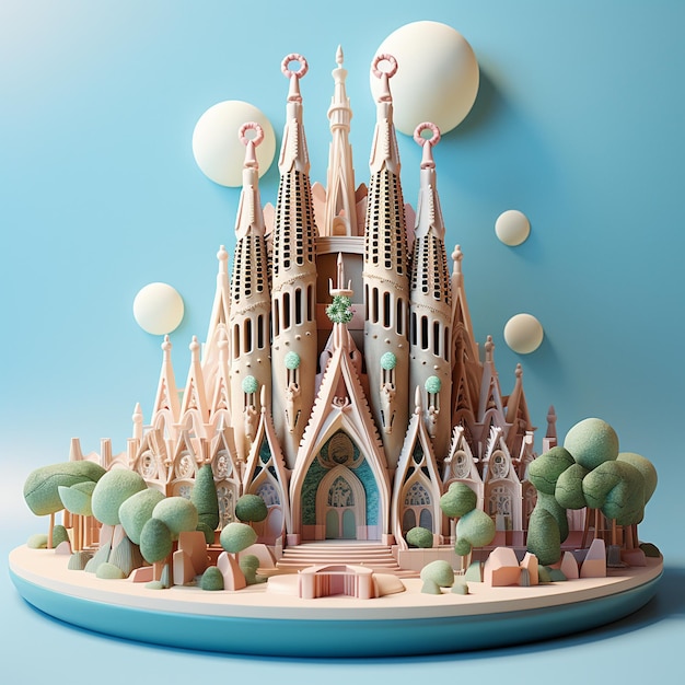 Le rendu en 3D de la Sagrada Familia