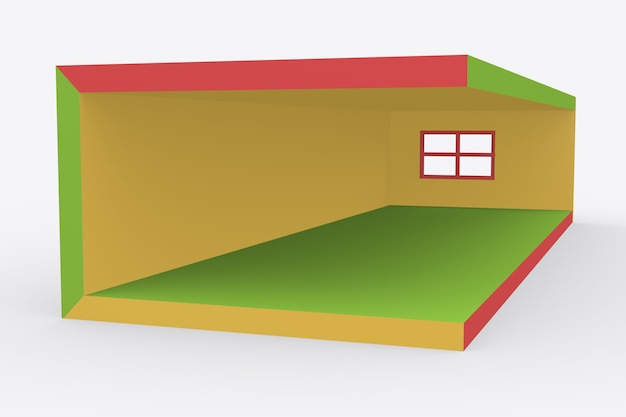 Rendu 3d de salle vide colorée