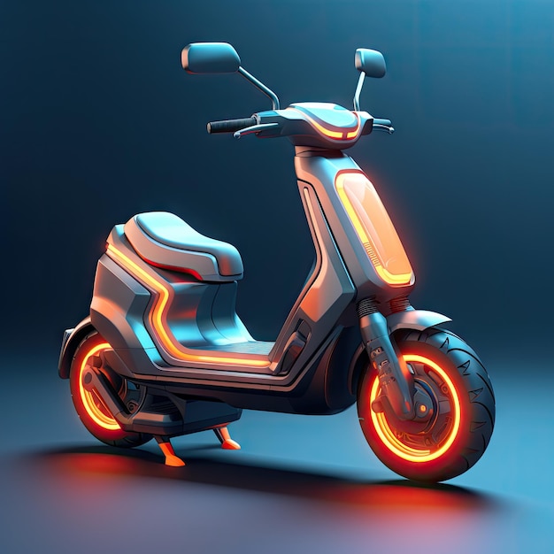 Rendu 3D d'un scooter électrique de concept futuriste