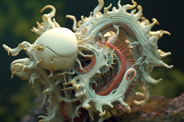 Rendu 3D Sculpture de fusion de la nature et de la géométrie abstraites surréalistes