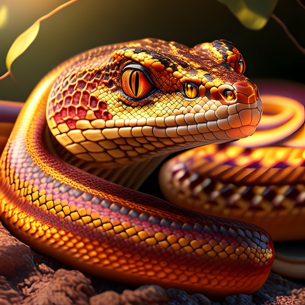 Rendu 3D Serpent d'Esculape Animal AI Génératif