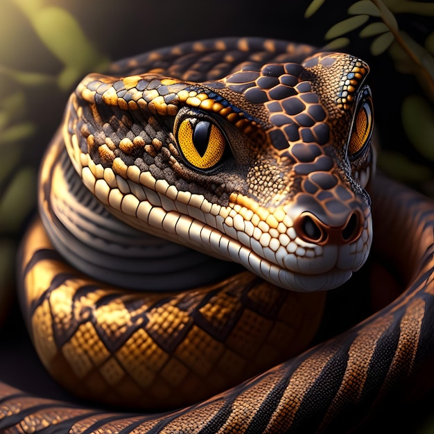 Rendu 3D Serpent d'Esculape Animal AI Génératif