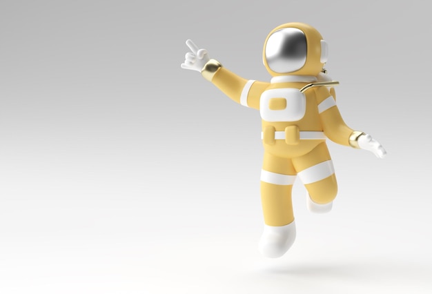 Rendu 3d Spaceman Astronaute Main Pointant Doigt Geste Illustration 3d Conception