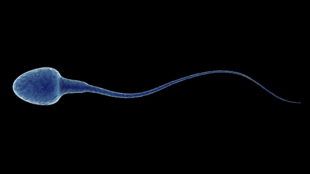 Rendu 3D sperme bleu sur fond noir