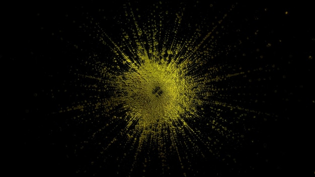 Rendu 3D d'un spot abstrait créatif flou collecté à partir de particules. Une forme lumineuse de structure complexe. Arrière-plan parfait pour des présentations créatives, non standard et vives