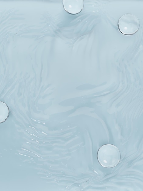 Rendu 3D Studio Shot Ondulations de l'eau Fond avec des sphères de cristal pour la beauté Soins de la peau Aliments et boissons Affichage du produit publicitaire