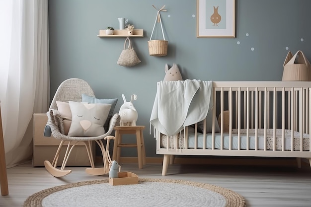 Rendu 3D de style scandinave de chambre d'enfants