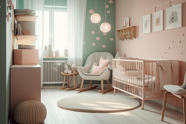 Rendu 3D de style scandinave de chambre d'enfants