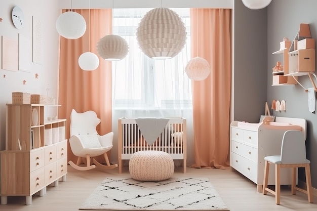 Rendu 3D de style scandinave de chambre d'enfants