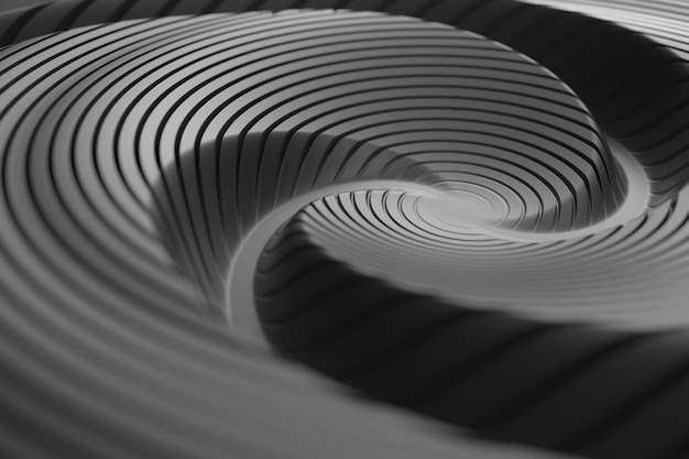 rendu 3D de la surface en spirale réfléchissante abstraite