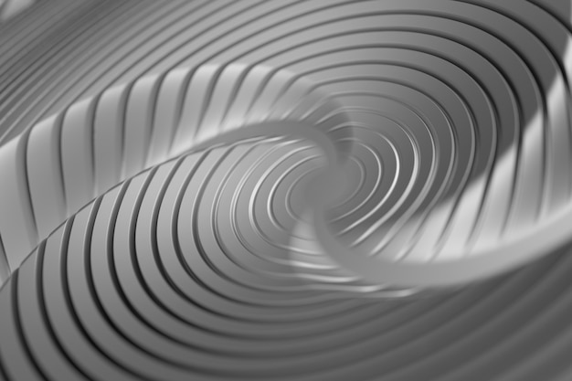 rendu 3D de la surface en spirale réfléchissante abstraite