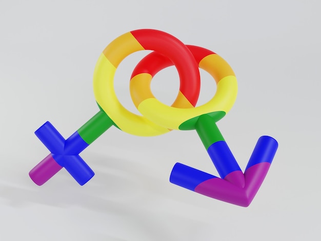 Rendu 3D symbole de sexe masculin et féminin