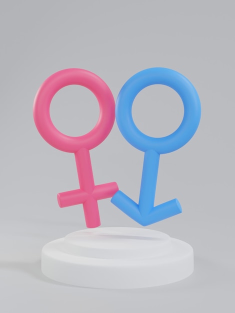 Rendu 3D symbole de sexe masculin et féminin