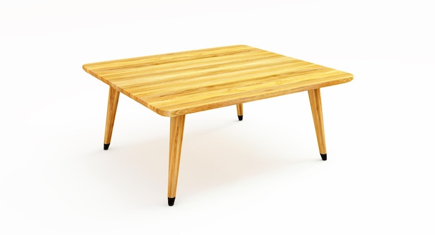 Rendu 3D de table en bois isolé sur fond blanc