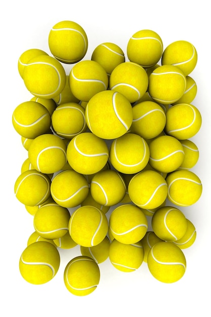 Rendu 3D d'un tas de balles de tennis