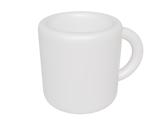 Rendu 3d de tasse de dessin animé blanc