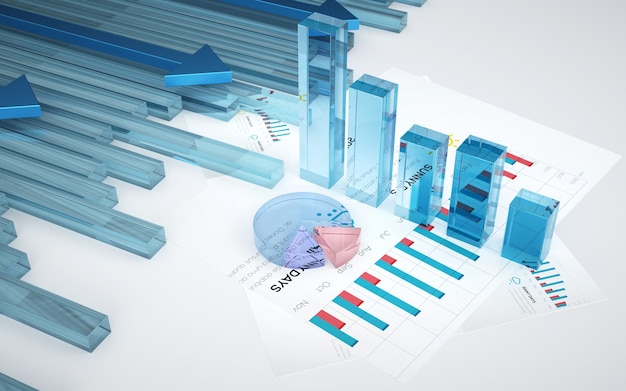 Photo rendu 3d à terme sur le marché boursier d'initiés d'affaires