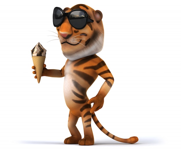 Rendu 3D de tigre drôle