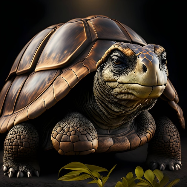 Rendu 3D Tortue Géante Aldabra Animal AI Génératif
