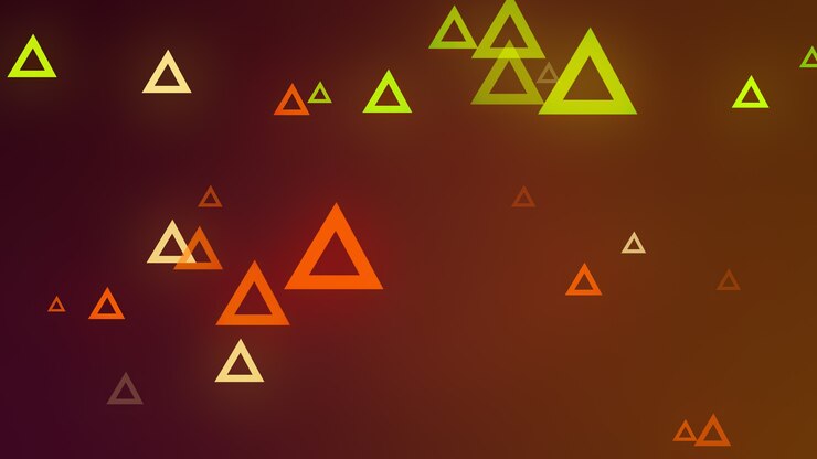 Photo rendu 3d de triangles lumineux dans l'espace situés à différentes distances les uns des autres