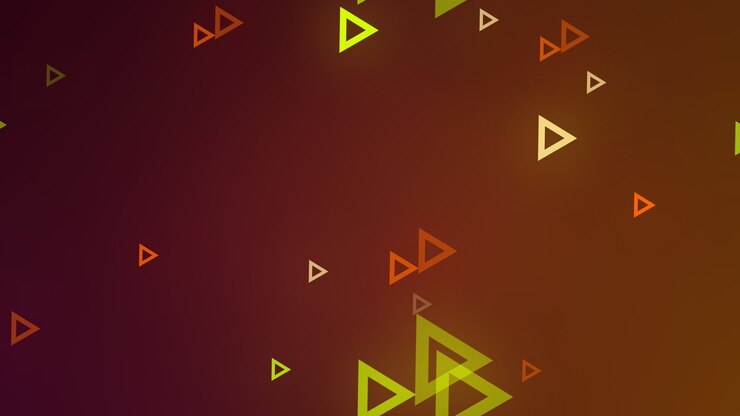 Photo rendu 3d de triangles lumineux dans l'espace situés à différentes distances les uns des autres