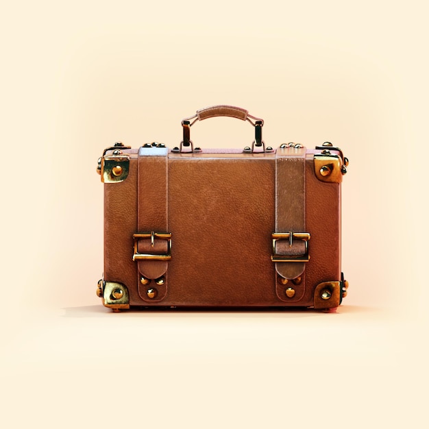 Rendu 3d de valise marron vintage