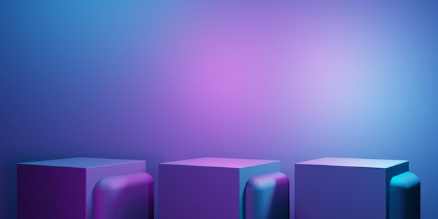 Rendu 3d de violet et bleu abstrait géométrique concept Cyberpunk Sci Fi Illustration