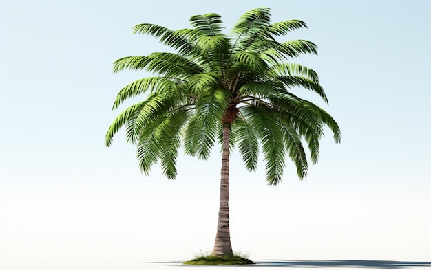 Rendu en 8K d'un palmier sur fond blanc